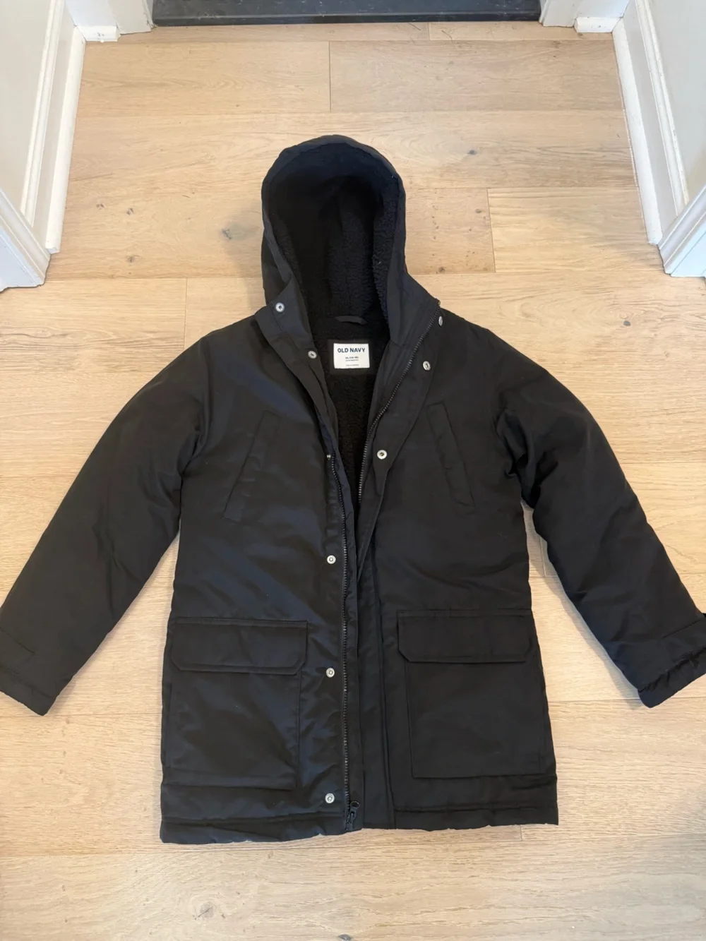 Old Navy Girls Black Hooded Puffer Coat Size 14-16